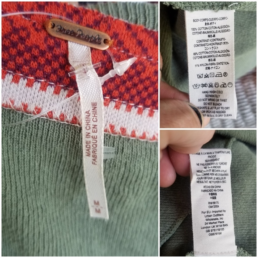 🆕️ Free People Nordic Pieced Patchwork Sleeve Top - Picture 8 of 8